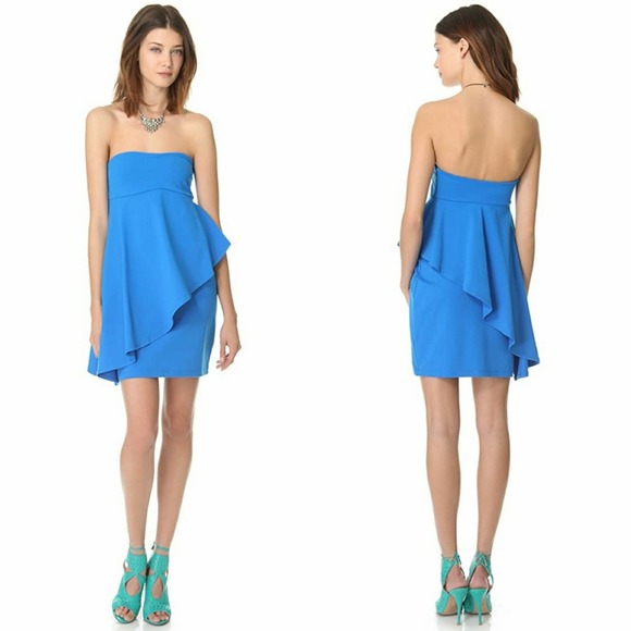 Susana Monaco Flutter Sleeveless Blue Tube Dress - Picture 1 of 8